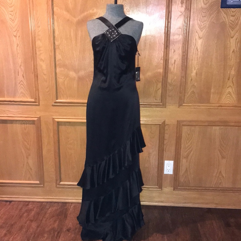 Orna Farho Black Meline 100% Silk Gown Size T44 eu - US 8